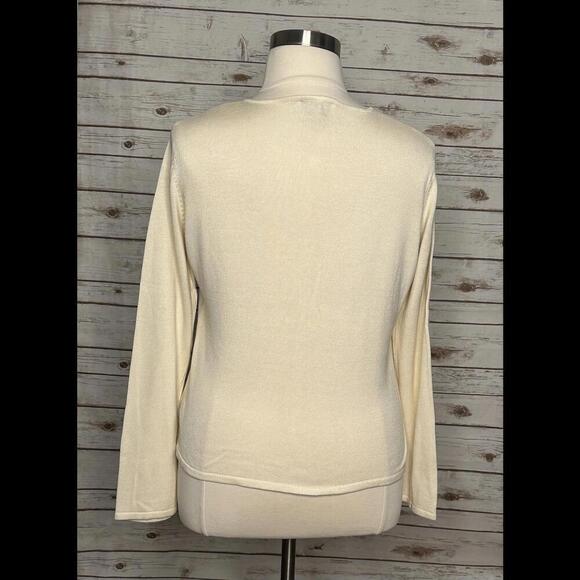 Vintage Rena Rowan cream floral embroidered button-down cardigan sweater Size XL - Picture 5 of 6